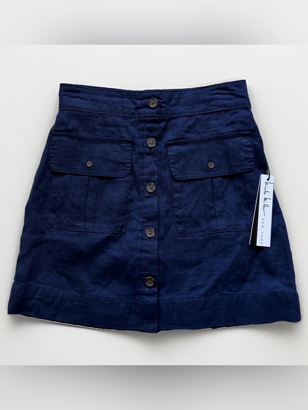 Nicole Miller Navy Linen Utility Mini Skort Women’s XS NWT